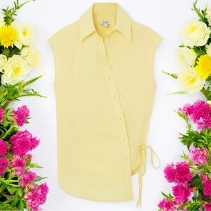 COS Oversized Sleeveless Wrap Shirt in Butter Yellow Summer Cottagecore Size 6